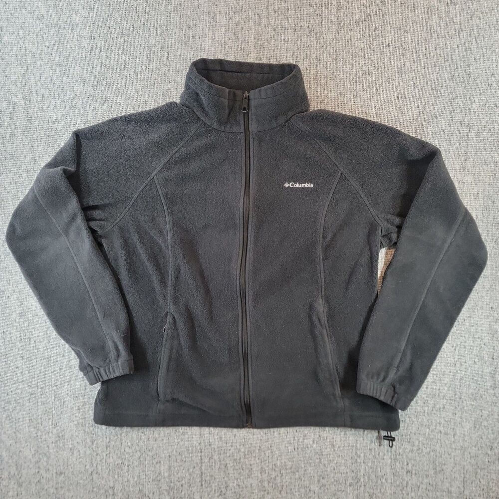 Columbia Benton Springs Fleece Jacket Womens XL Black Full Zip Outdoor Pockets